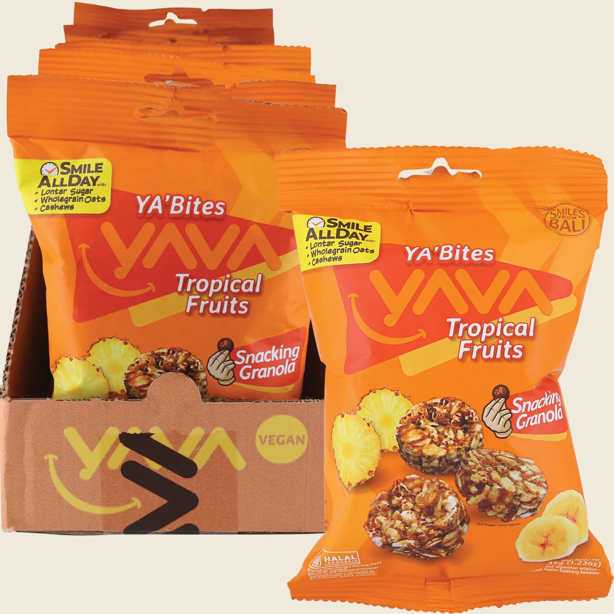 YA'Bites Granola Snack Tropical Fruits 8x35g