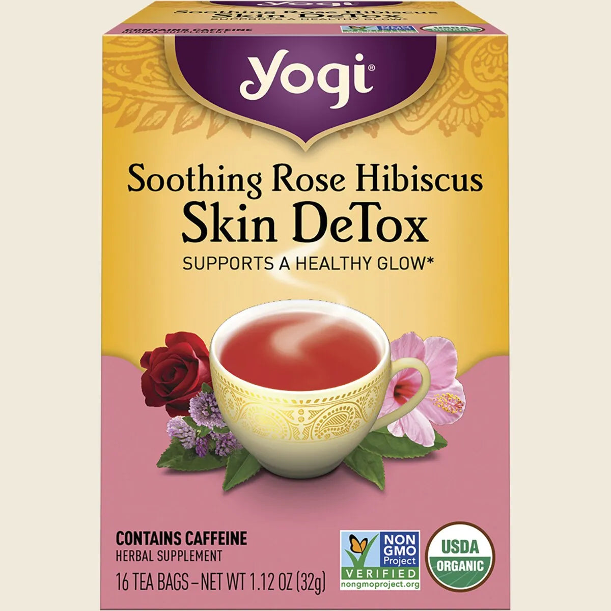 Herbal Tea Bags Rose Hibiscus Skin DeTox 16pk