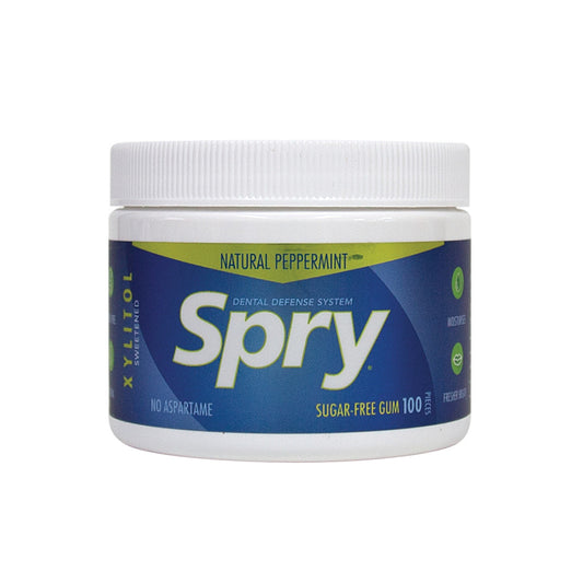Spry Xylitol Sweetened Sugar-free Chewing Gum Peppermint Tub X 100 Pieces