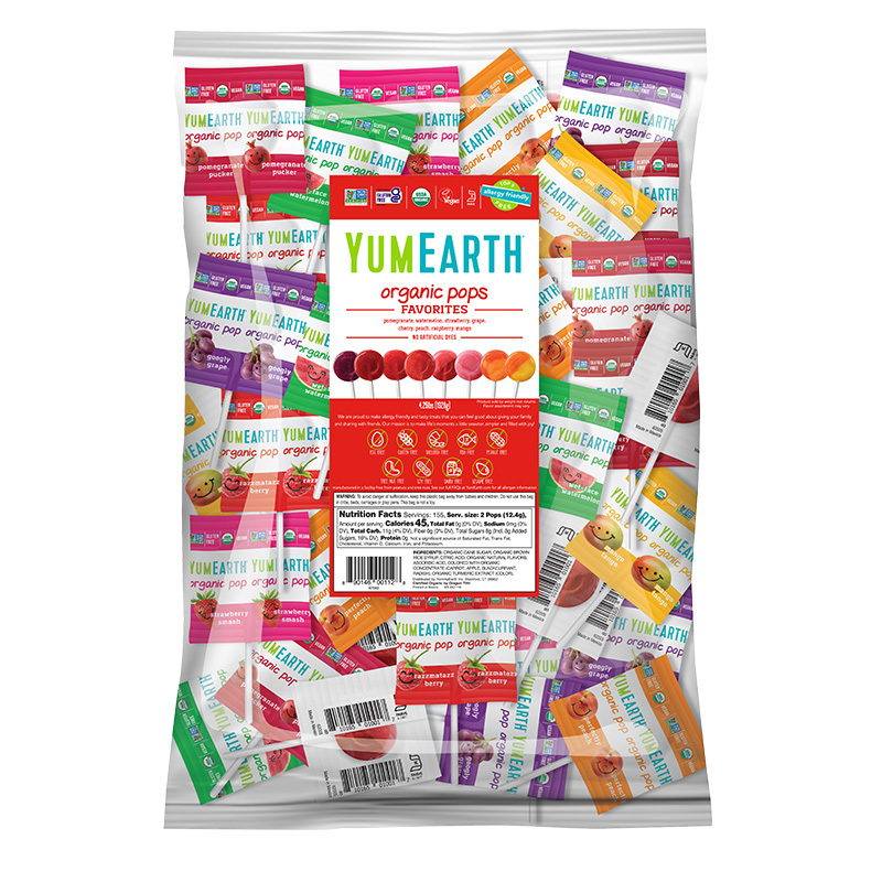 YUMEARTH Organic Assorted Lollipops Refill Bag 300pcs