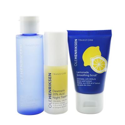 Ole Henriksen Acids Done Bright Set: Lemonade Smoothing Scrub 30g + Glow2OH Dark Spot Toner 65ml + Dewtopia 20% Acid Night Treatment 15ml 3pc