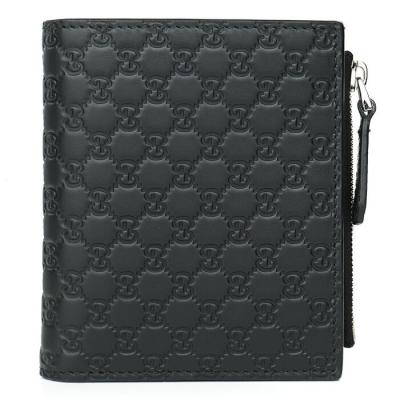 Micro GG Guccissima Leather Small Bifold Wallet 544475 Black