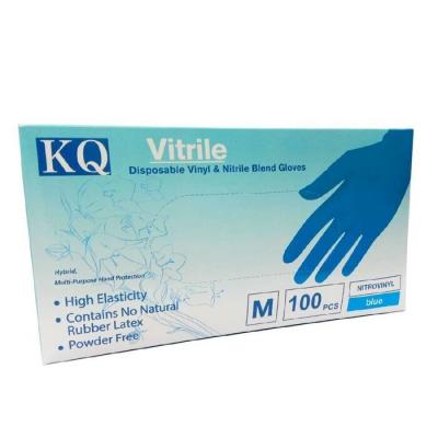 KQ - Vitrile Disposable Vinyl & Nitrile Blend Gloves -blue (M) M