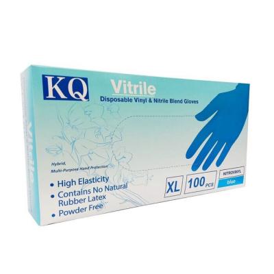 KQ - Vitrile Disposable Vinyl & Nitrile Blend Gloves -blue (XL) XL