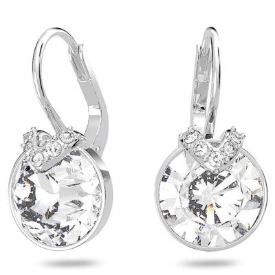 Swarovski Bella V drop earrings 5416155 - Round cut, White, Rhodium plated White