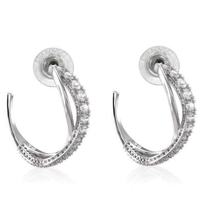 Swarovski Twist hoop earrings 5563908 - White, Rhodium plated White