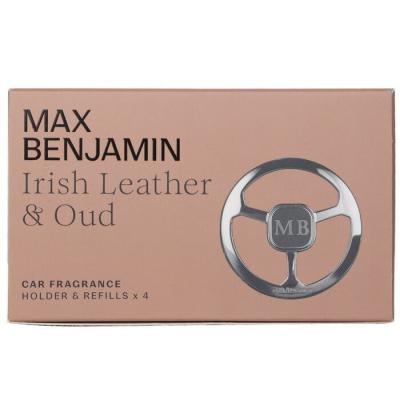 Max Benjamin Car Fragrance Gift Set - Irish Leather & Oud 4pcs
