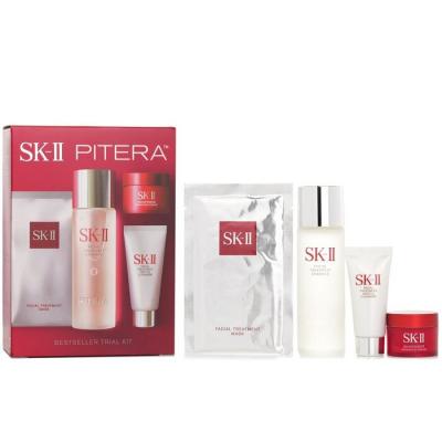 SK II Best Seller Trial Kit: Facial Treatment Ess. 75ml+Facial Treatment Cleanser 20g+SKINPOWER Advanced Cream 15g+ F.T Mask 1pcs 4pcs
