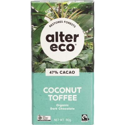 Chocolate Organic Dark Coconut Toffee 12x80g Chocolate Organic Dark Coconut Toffee 12x80g