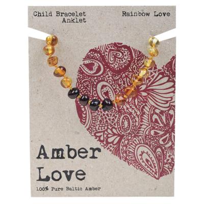 Childrens Bracelet/Anklet 100% Baltic Amber Rainbow 14cm