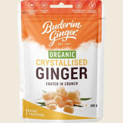 Organic Crystallised Ginger Coated in Crunch 100g