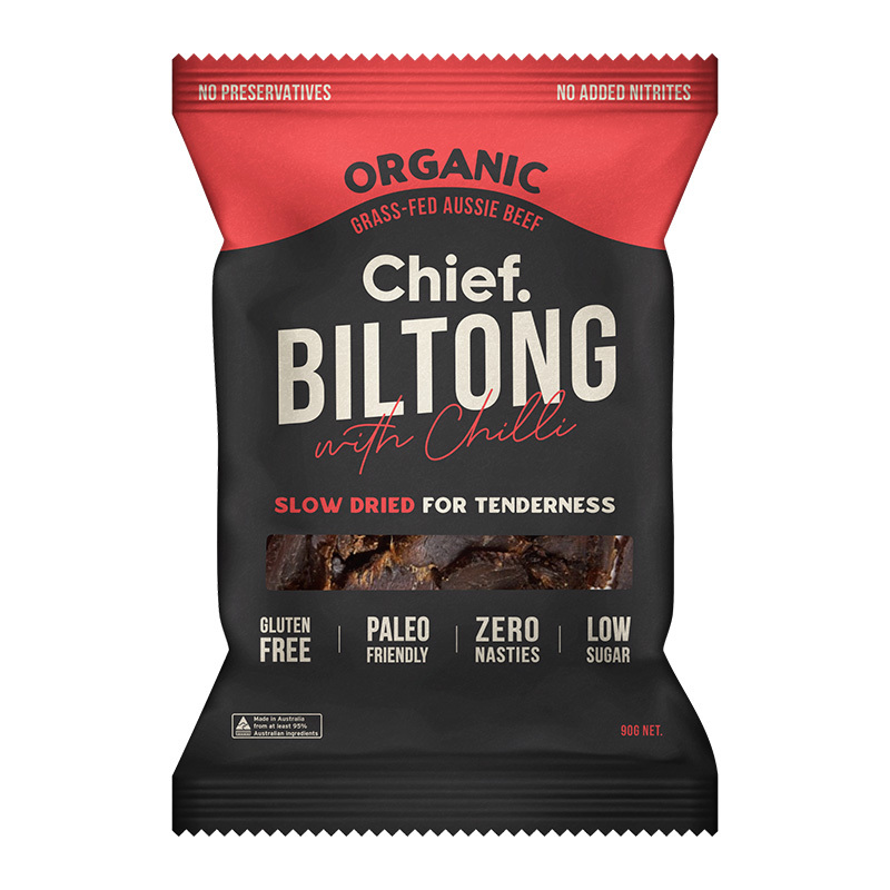 Chief Nutrition Grass Fed Biltong - Beef & Chilli 6x 90g