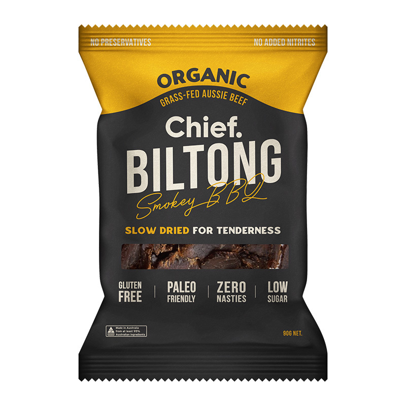 Chief Nutrition Grass Fed Biltong - Smokey BBQ 6x90g