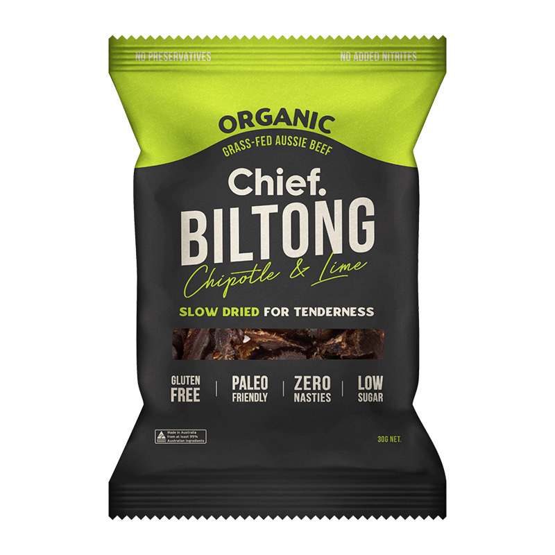 Chief Nutrition Grass Fed Biltong - Chipotle & Lime 12x30g