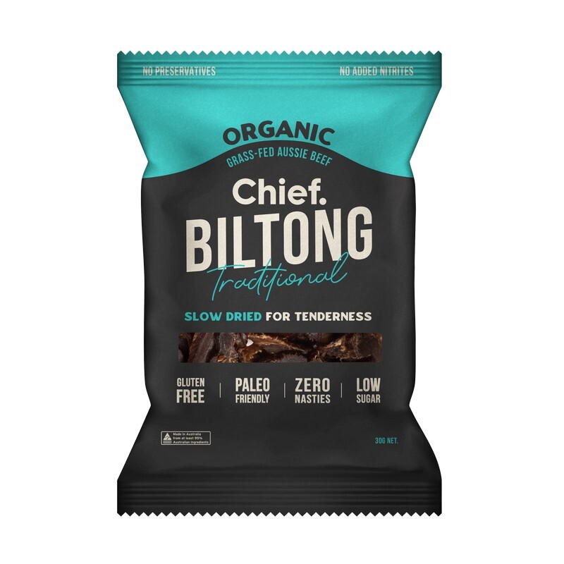 Chief Nutrition Grass Fed Biltong - Traditional Beef 12x30g