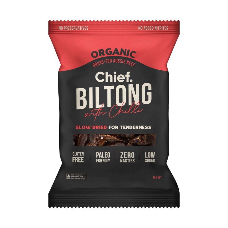 Chief Nutrition Grass Fed Biltong - Beef & Chilli 12x 30g