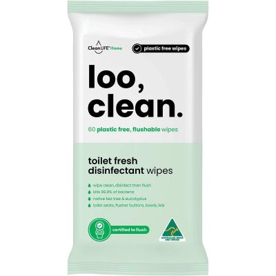 Flushable Plastic Free Wipes Loo Clean 60pk