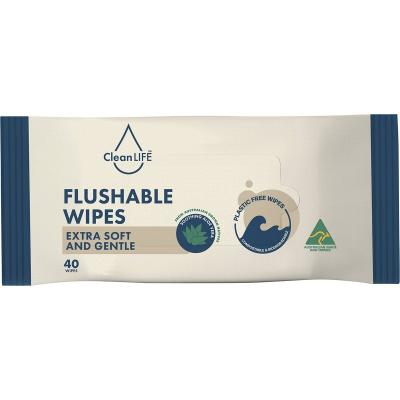 Flushable Plastic Free Wipes Extra Soft and Gentle 40pk