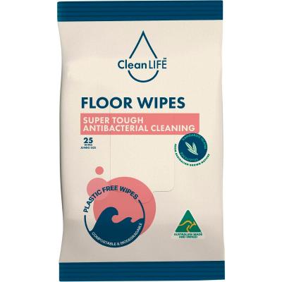 Floor Plastic Free Wipes Antibacterial Cleaning 25pk