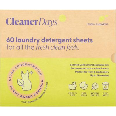 Laundry Detergent Sheets Lemon + Eucalyptus 60pcs