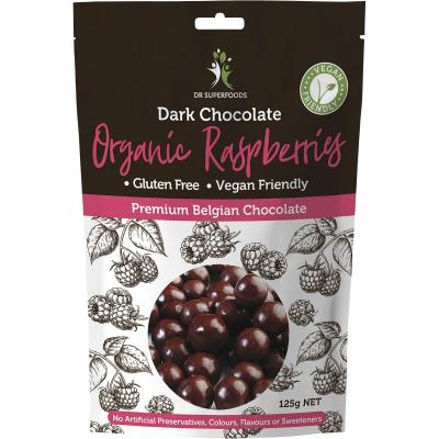 Raspberries Organic Dark Chocolate 125g