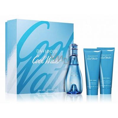 Davidoff Cool Water Woman 3pc Set Eau De Toilette Spray & 75ml Body Lotion & 75ml Shower Gel 100ml