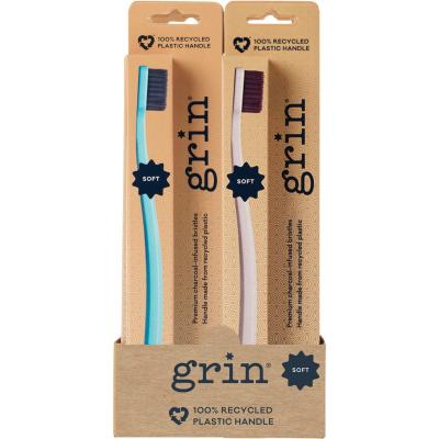 100% Recycled Toothbrush Soft Fuchsia, Lemon x8