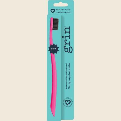 100% Recycled Toothbrush Soft Fuchsia, Lemon x8