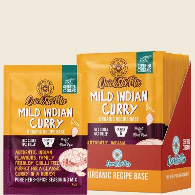 Quick Stix Mix Organic Recipe Base Mild Indian Curry 10x45g