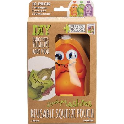 Reusable Squeeze Pouch Mixed Colours 10x130ml