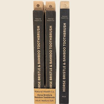 Horse Bristle & Bamboo Toothbrush Adult Med-Soft 12x1pk