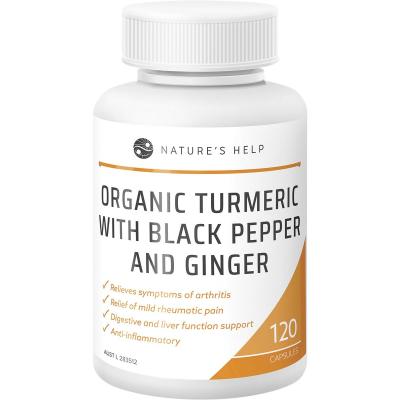 Organic Turmeric Capsules with Black Pepper & Ginger 120 Caps