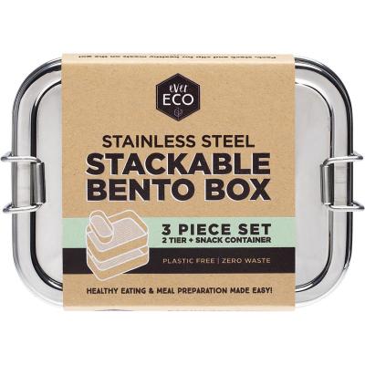 Stainless Steel Stackable 2 Tier Bento + Mini Snack 1200ml