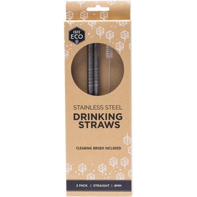 Stainless Steel Straws Straight 2pk