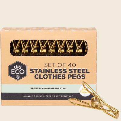 Stainless Steel Clothes Pegs Premium Marine Grade Gold 40pk