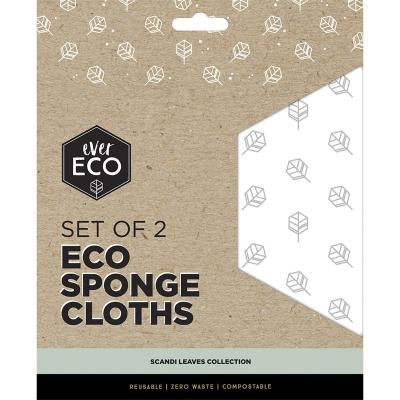 Eco Sponge Cloths Scandi Leaves Collection 2pk