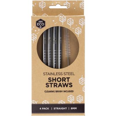 Stainless Steel Short Straws 4pk