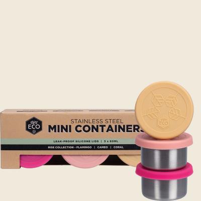 Stainless Steel Mini Containers Rise Leak Proof 3pk