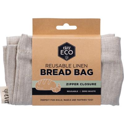 Reusable Linen Bread Bag Zipper Closure 32x40cm