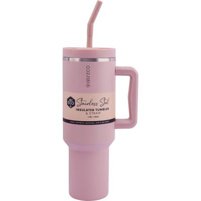 Insulated Tumbler w/ Handle & Straw Rose 1.18L