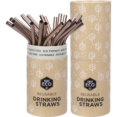 Stainless Steel Straws Bent Rose Gold Counter Display x25