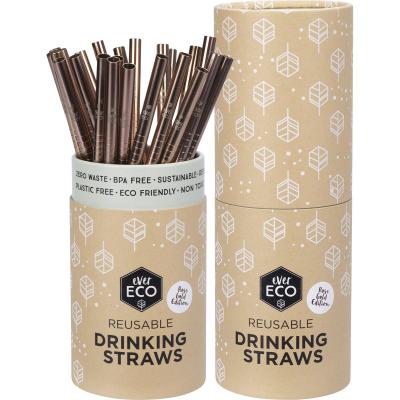 Stainless Steel Straws Straight Rose Gold Counter Display x25