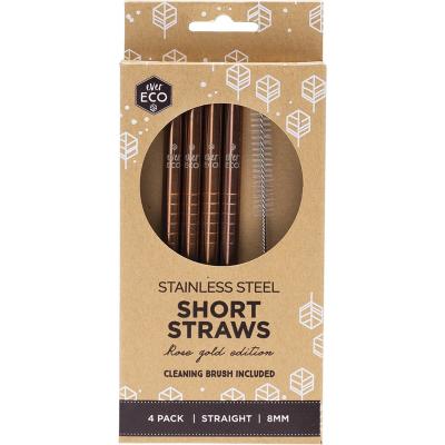 Stainless Steel Short Straws Rose Gold 4pk
