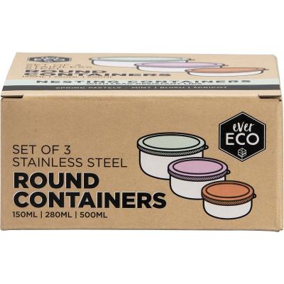 Stainless Steel Round Nesting Containers Spring Pastels 3pk