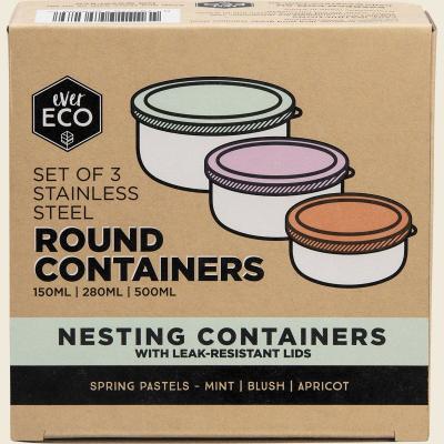 Stainless Steel Round Nesting Containers Spring Pastels 3pk