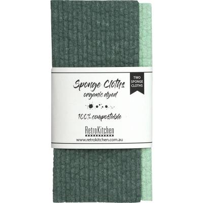100% Compostable Sponge Cloth Organic Dyed Forest 2pk