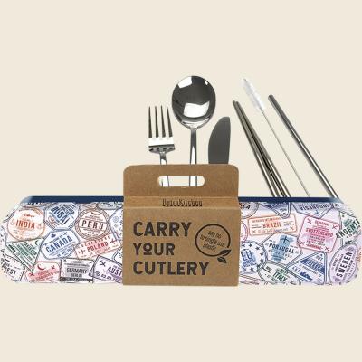 Passport Stamps Stainless Steel Cutlery Set Passport Stamps Stainless Steel Cutlery Set