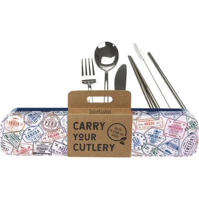 Passport Stamps Stainless Steel Cutlery Set