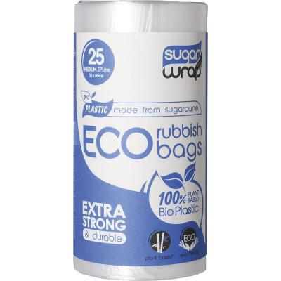 Eco Rubbish Bags Made from Sugarcane Medium 27L 25pk Eco Rubbish Bags Made from Sugarcane Medium 27L 25pk