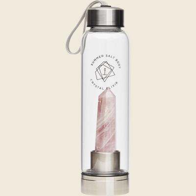 Crystal Elixir Glass Water Bottle Rose Quartz 550ml Crystal Elixir Glass Water Bottle Rose Quartz 550ml